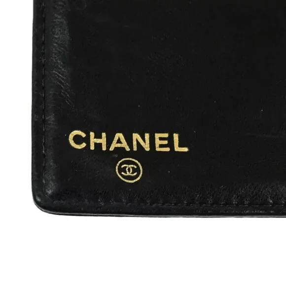 CHANEL CC Logo Long Bifold Wallet Purse Caviar Skin Leather Black France